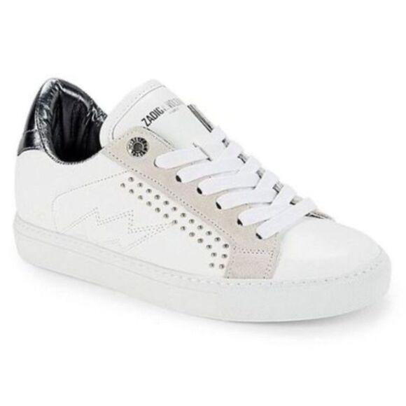 NIB Zadig & Voltaire Lightning Bolt Studded Sneakers size 38 - Picture 1 of 10
